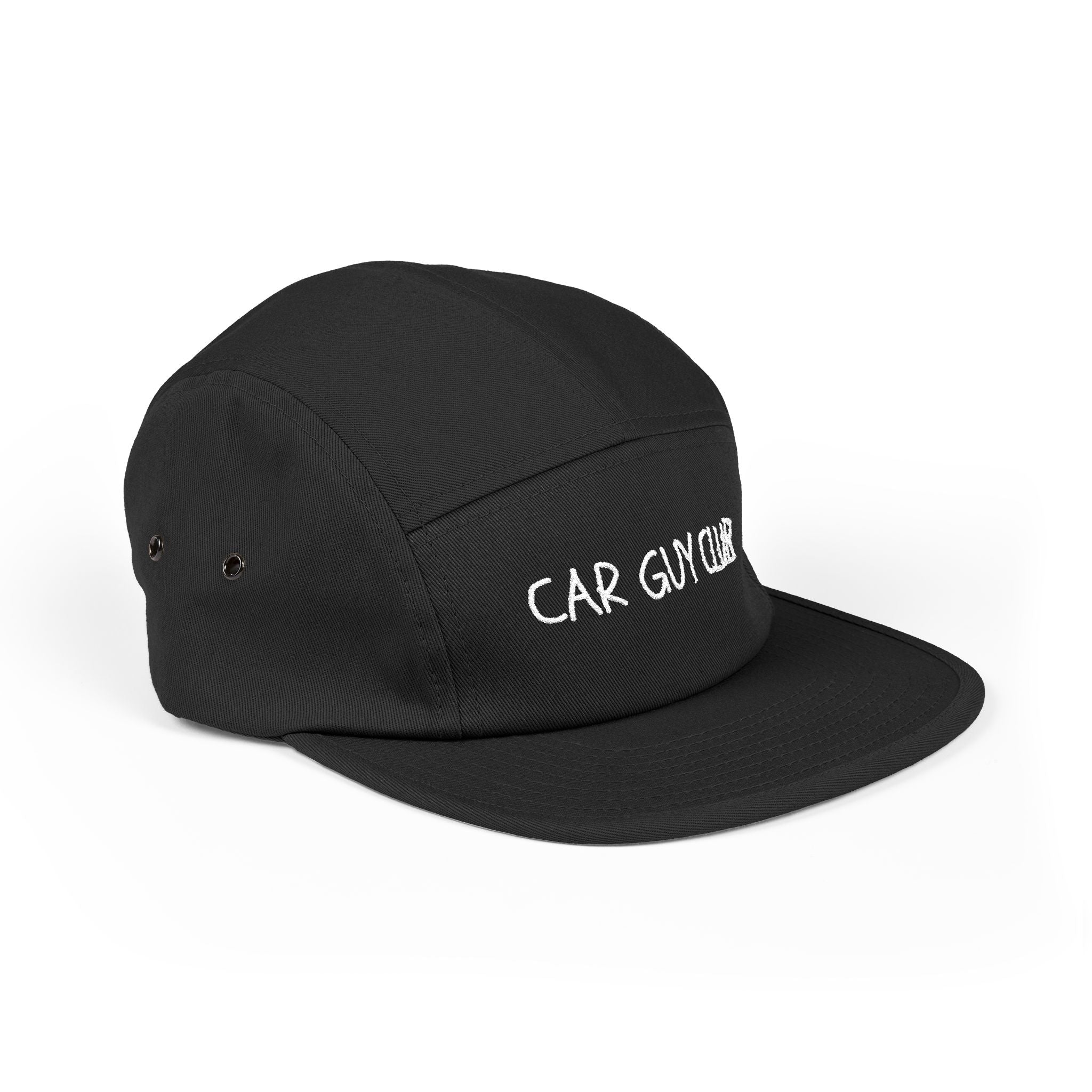 Black cap with 'CAR GUY CLUB' text on a white background