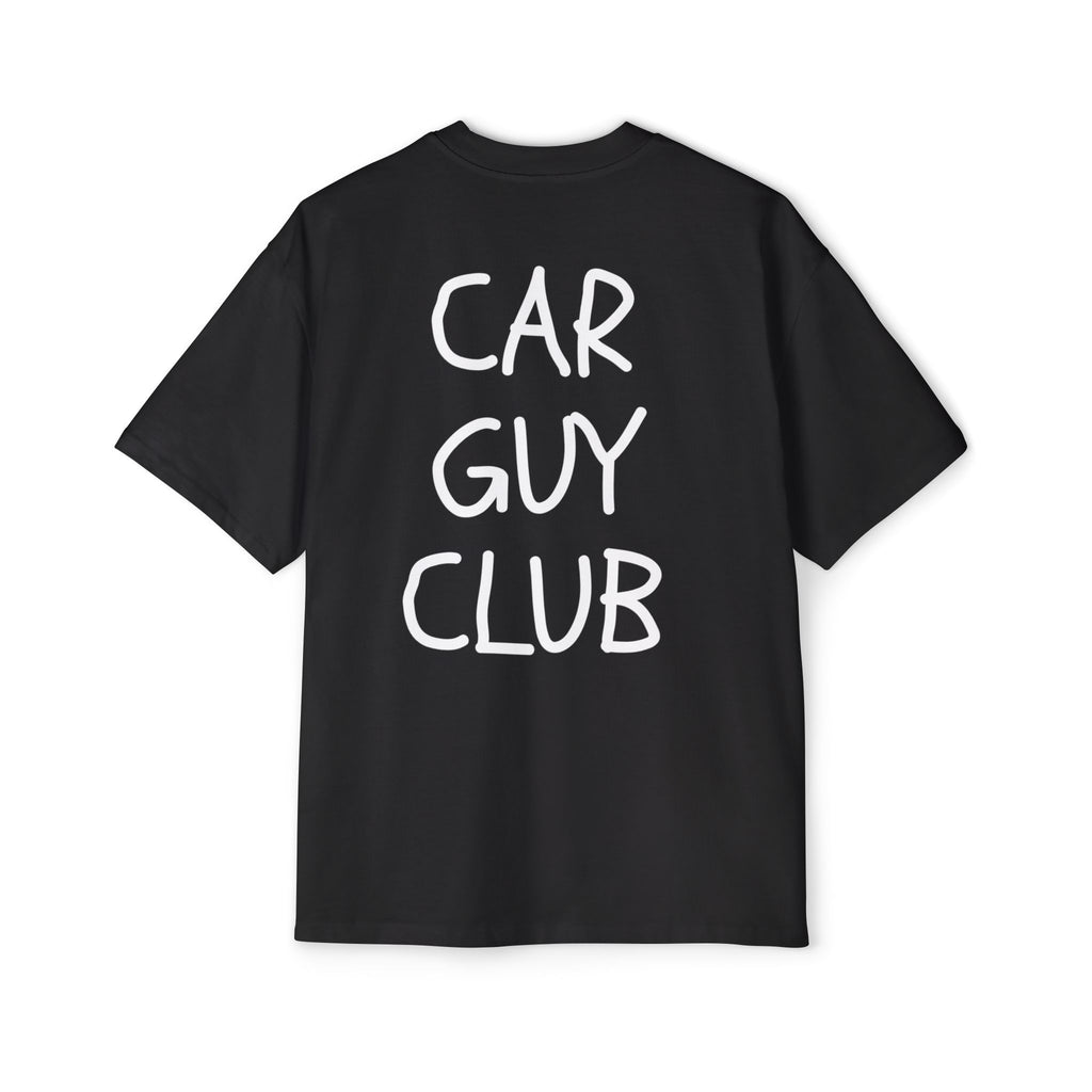 Black t-shirt with 'CAR GUY CLUB' text on the back against a white background